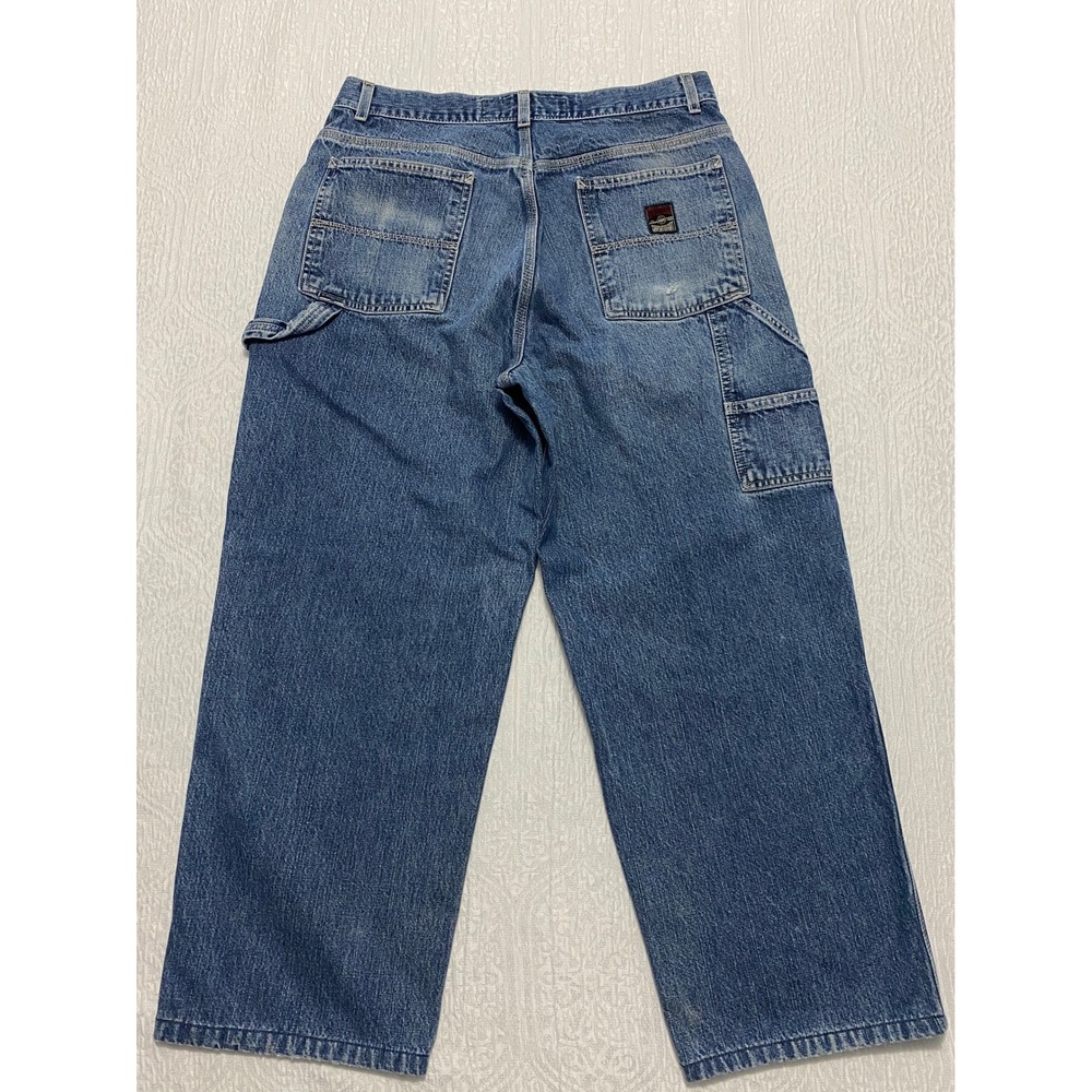 Structure Mens Vintage Y2K Carpenter Jeans Blue Wide Leg Baggy Workwear 34x26